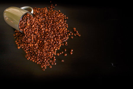 mug of coffee beansの写真素材