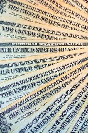 Dollar banknotes useful as a background - selective focus, vintage filterの写真素材