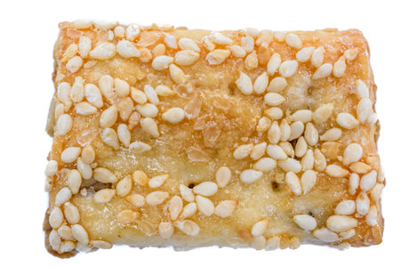 Sesame cracker isolated on a white background. Top view.の写真素材