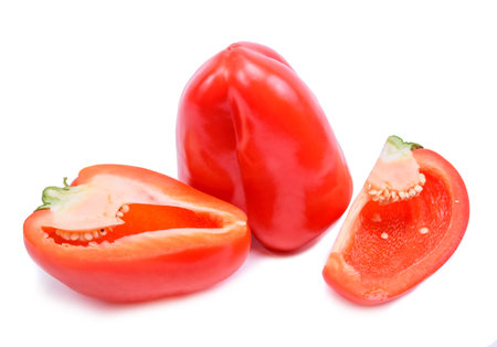 Red peppers isolated on white background. Red pepper.の写真素材