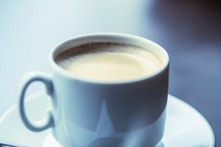 Cup of coffee in a cafe. Photographed close-up.の写真素材