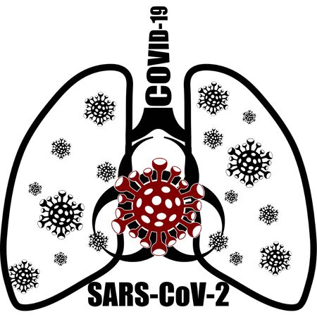 lungs icon covid 19 sign lungs with virus icon COVID-19 SARS-CoV-2 coronavirusの写真素材