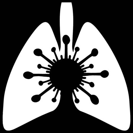 lungs icon covid 19 sign lungs with virus icon COVID-19 SARS-CoV-2 coronavirusの写真素材