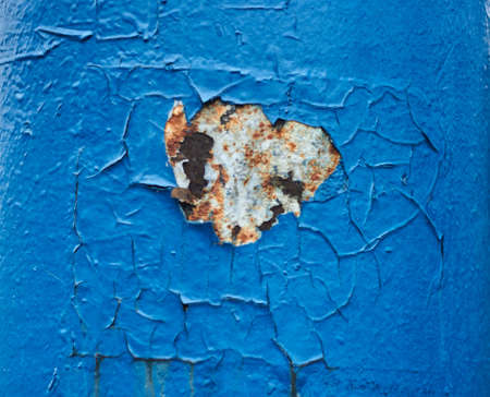 Rusty metal texture with rivets blue and orange paints old vintage