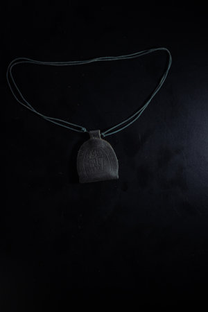 christian crucifix and rosary beads on abstract grey background. spiritual symbol of Lent. Orthodox, Catholic, Protestant religion, faith in God, Church holiday concept. flat layの写真素材