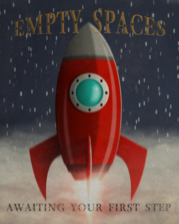 Vintage poster with shuttle launch on a grunge background Space theme Motivation placard