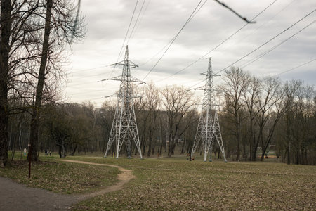 High voltage line close up