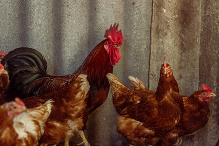 Free range chicken on a traditional poultry farm
