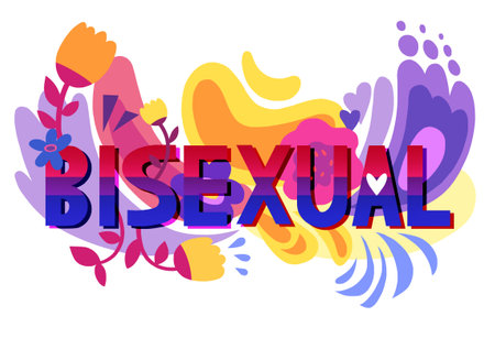 Bisexual pride drawing. Abstract doodles and patterns, flowersの写真素材