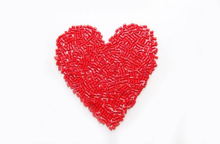 Red heart beadの写真素材