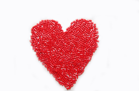 Red heart beadの写真素材
