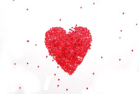 Red heart beadの写真素材