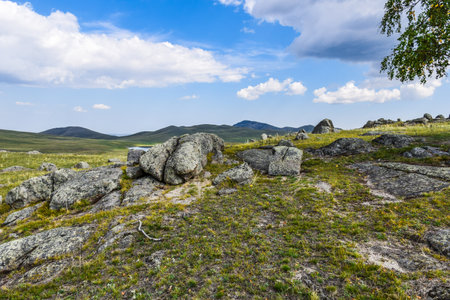 Mountain landscape in the north of Russia. Khakassia, Siberiaの写真素材