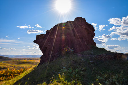 Rocks in the steppe. Khakassia, Siberia, Russia, Chestsの写真素材