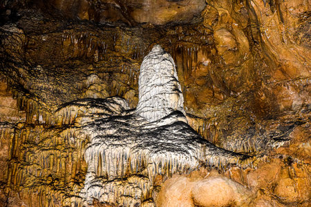 Stalactites and stalagmites in Borodino Cave, Khakassia, Siberia, Russiaの写真素材