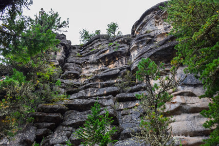 View of the sandstone cliffs in Ergaki Nature Park, Russia, Krasnoyarsk Territory, Siberiaの写真素材