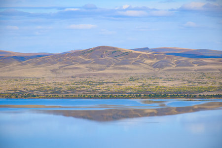 Khakassia, Siberia, Russia, Sahsyr is a large freshwater lake.の写真素材