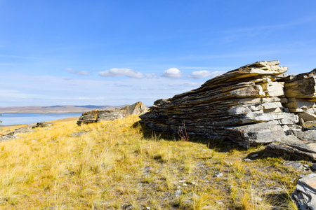Rocks in the highlands of Khakassia, Siberia, Russia, Sahsyrの写真素材