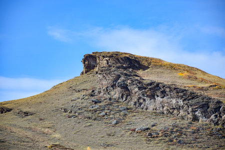 Mountain landscape in the steps of the Khakassia, Siberia, Russiaの写真素材