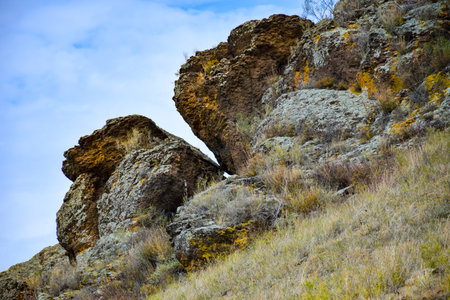Rocky hills of the Khakassia, Siberia, Russiaの写真素材