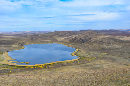 Beautiful view of the lake in the Khakassia, Siberia, Russiaの写真素材