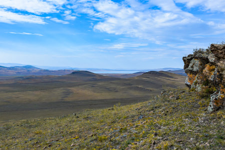 Landscape of the steps of Khakassia, Siberia, Russiaの写真素材
