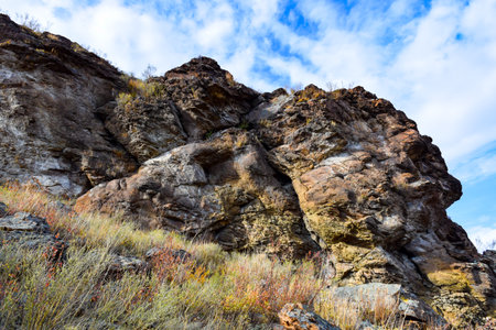 Beautiful rock formations in the mountains of the Khakassia, Siberia, Russiaの写真素材