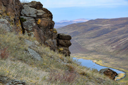 Mountain landscape in the Khakassia, Siberia, Russiaの写真素材