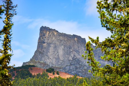 Rocky peak in Russia, Krasnoyarsk Territory, Siberia, Ergaki Nature Parkの写真素材