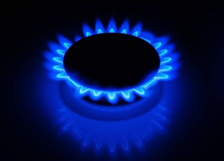 gas ring stove in the dark on long exposuresの写真素材