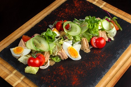 Salad of chicken eggs and tomato-5の写真素材