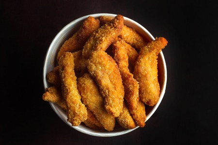 Bucket of chicken nuggetsの写真素材
