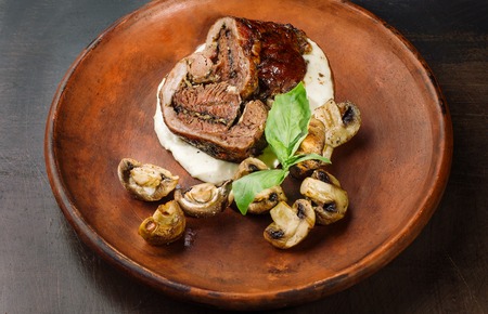 Beef in champignon sauce.の写真素材