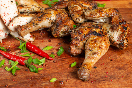 Roasted Chicken with spicy peppers and Onions.の写真素材