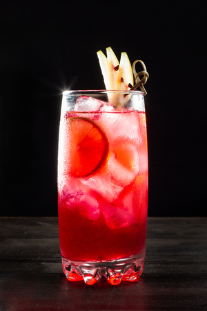 Light refreshing drink with alcohol or alcohol-free syrup with pear.の写真素材