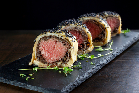 Meatloaf baked in dough and sprinkled with black sesame-2.の写真素材