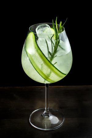 Green alcohol cocktail in a grocery with ice.の写真素材