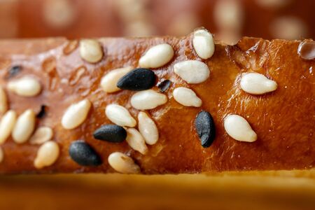 Sesame seeds on the top of yummy bread.の写真素材