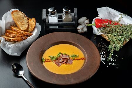 Split pea soup with smoked. Healthy homemade thick split soup-2.