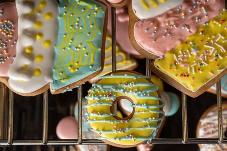 Gingerbreads in the form of a donuts, ice cream, and cakes are oven dried.
