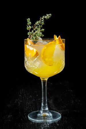 Paradise is a cocktail that contains gin, apricot brandy and orange juice.の写真素材