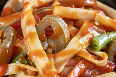 Asian style, stirfry vegetables in a chicken wok.