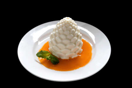 Italian dessert - Panna cotta, pine cone shape.の写真素材