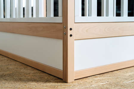 The image of the childs bed, close-up of fasteners details-3.の写真素材