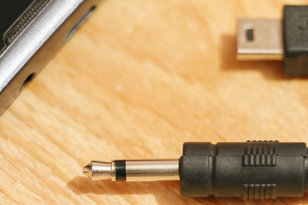 Earphone jack connect to smartphone. There is space for text