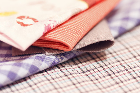 Background of different tissues close-up. Abstract backgroundの写真素材