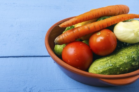 Organic vegetables for vegan food. Natural ingredients for dietary dishes. Healthy lifestyle concept. Copy space.の写真素材