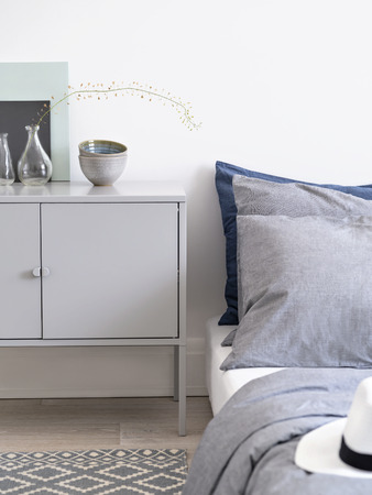 This beautiful bedroom in minimalist design for modern girls.の写真素材