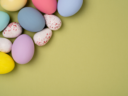 Top view of Easter Holiday decoration. Spring celebration concept.の写真素材