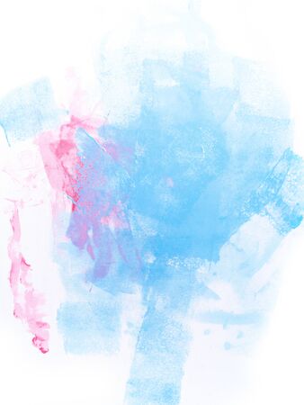 Textured abstract painting on canvas. Acrylic hand painted abstract background. Minimalist delicate blue and rose pink backdrop.の写真素材
